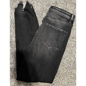 Flying Monkey Jeans Womens 30 Black High Rise Skinny Distressed Raw Hem Ankle